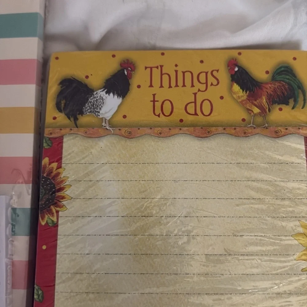 Colorful Notepad Set with Stripes and Sunflower Design